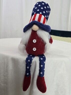 Patriotic Red, White & Blue Plush Female Gnome